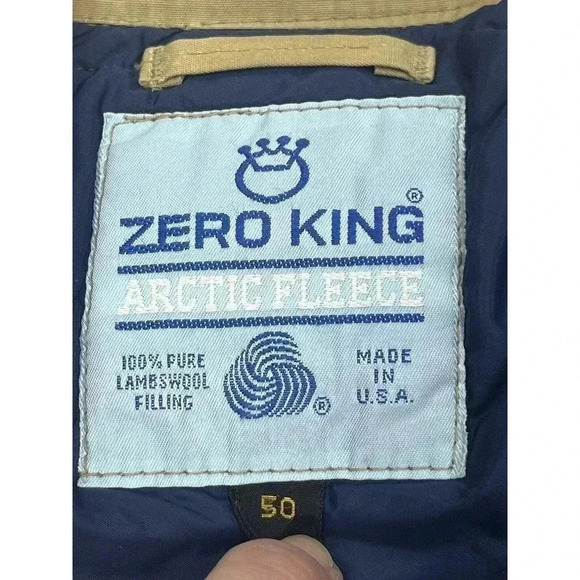 Sz 50 Vintage ZERO KING Arctic Fleece Wool Lambswool Hooded Parka Coat Jacket - Picture 2 of 9
